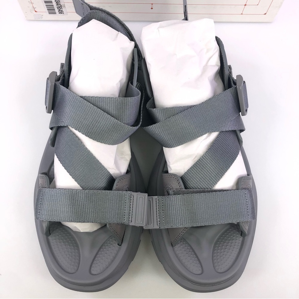 NEW Alexander McQueen Hybrid Tech Leather Rubber Sandals Gray Size 43 US 10 $690 - Picture 8 of 9